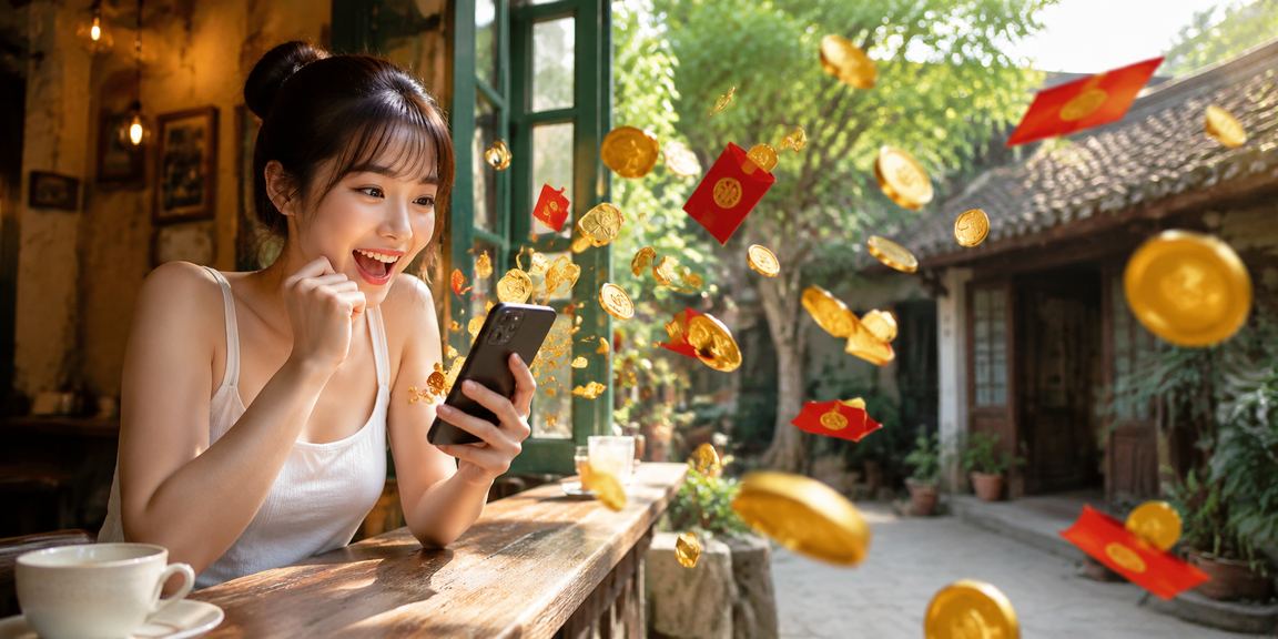 Người dùng Ninh Bình nhận phong bì đỏ bonus và thưởng mc2 bên tách cà phê buổi sáng